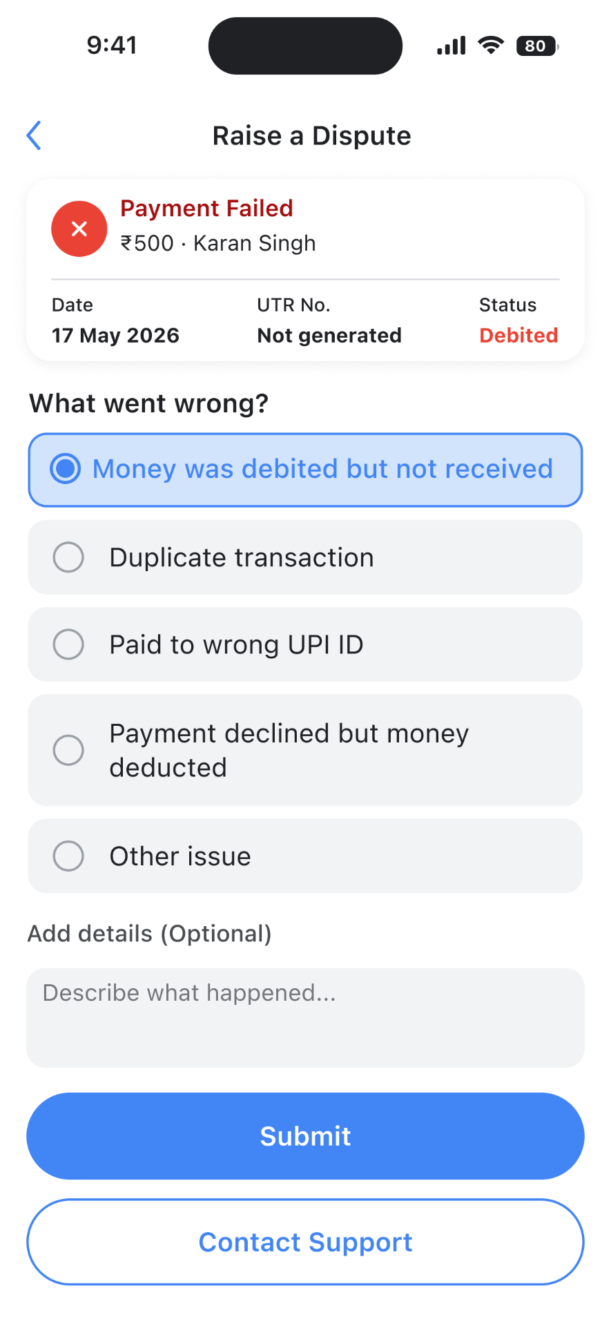 The safety net - Transaction Dispute Flow