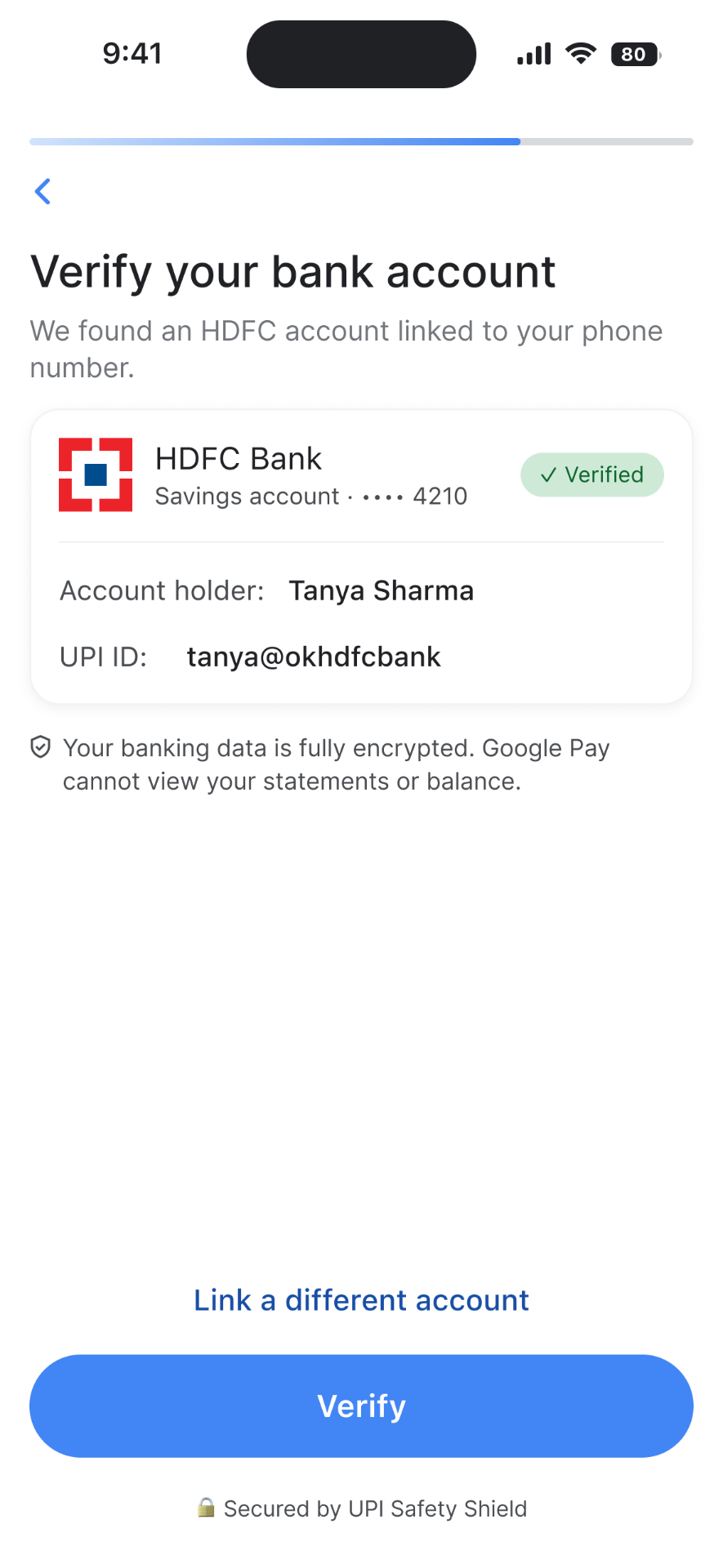 Setting up with confidence - Bank Account Linked